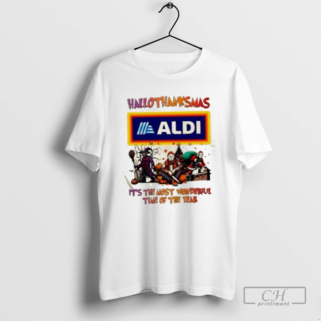 R11nj3dt Aldi X Horror Movies Happy Hallothanksmas - Adult & Kids T-Shirts, Sweatshirts & Hoodies apparel design preview 1