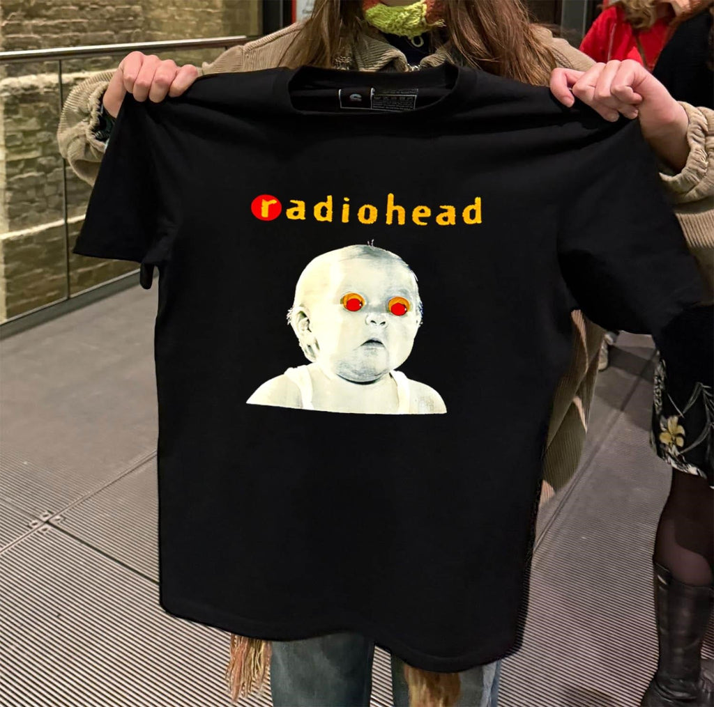 Radiohead Creepy Baby Face With Red Eyes Graphic Art - Adult & Kids T-Shirts, Sweatshirts & Hoodies apparel design preview 2