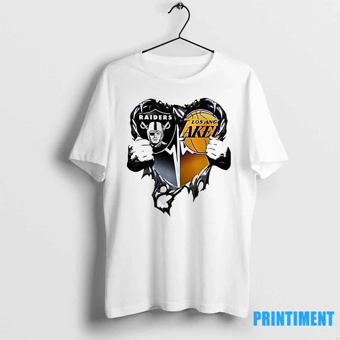 Raiders And Los Angeles Laker Inside Heart 2025 - Adult & Kids T-Shirts, Sweatshirts & Hoodies apparel design preview 1