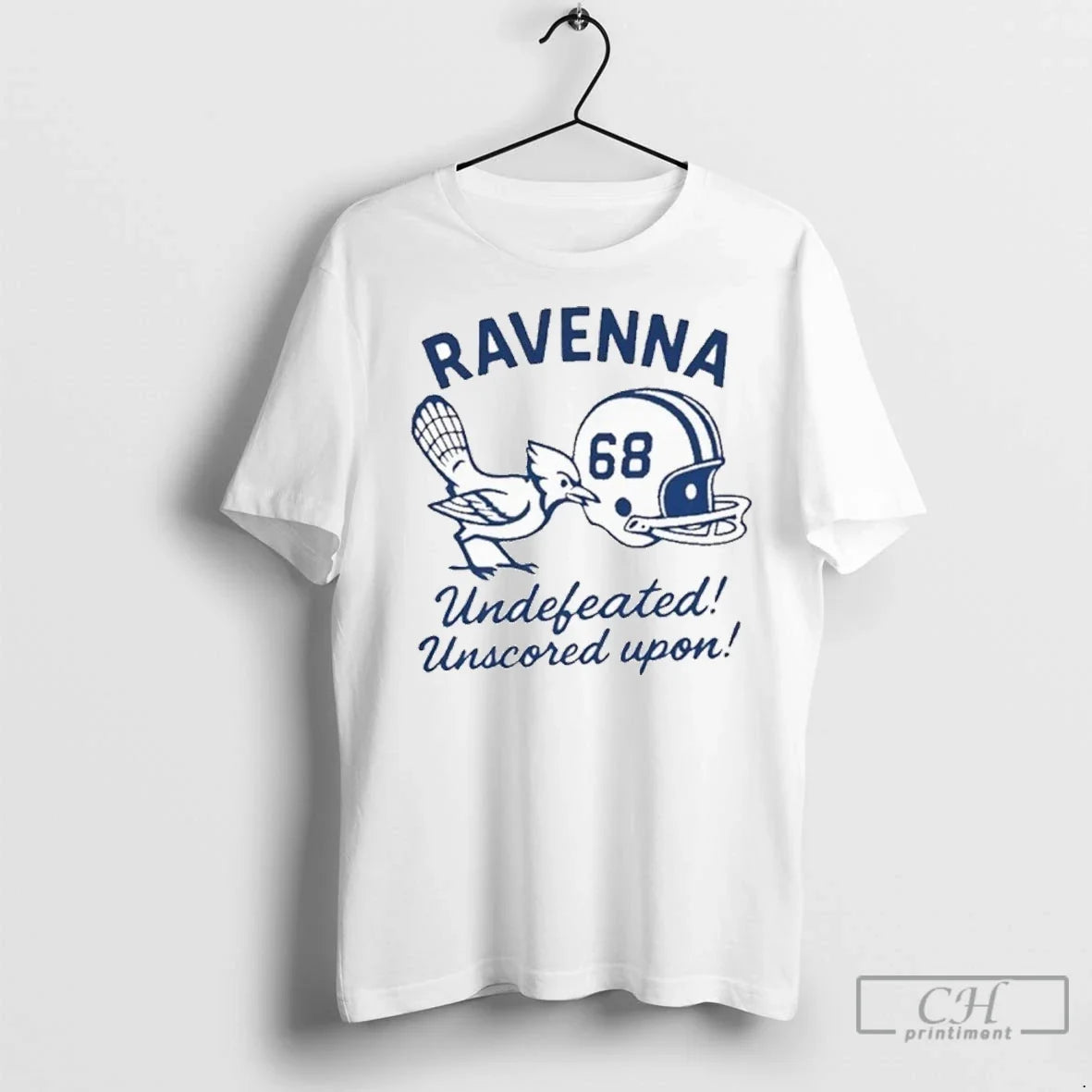 Ravenna Football Helmet Undefeated Unscored Upon 1968 - Adult & Kids T-Shirts, Sweatshirts & Hoodies apparel design preview 1