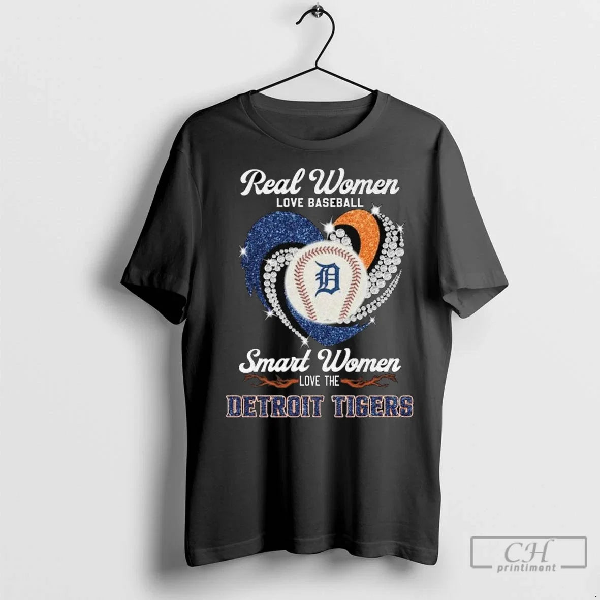 Real Women Love Baseball Smart The Detroit Tigers - Adult & Kids T-Shirts, Sweatshirts & Hoodies apparel design preview 1