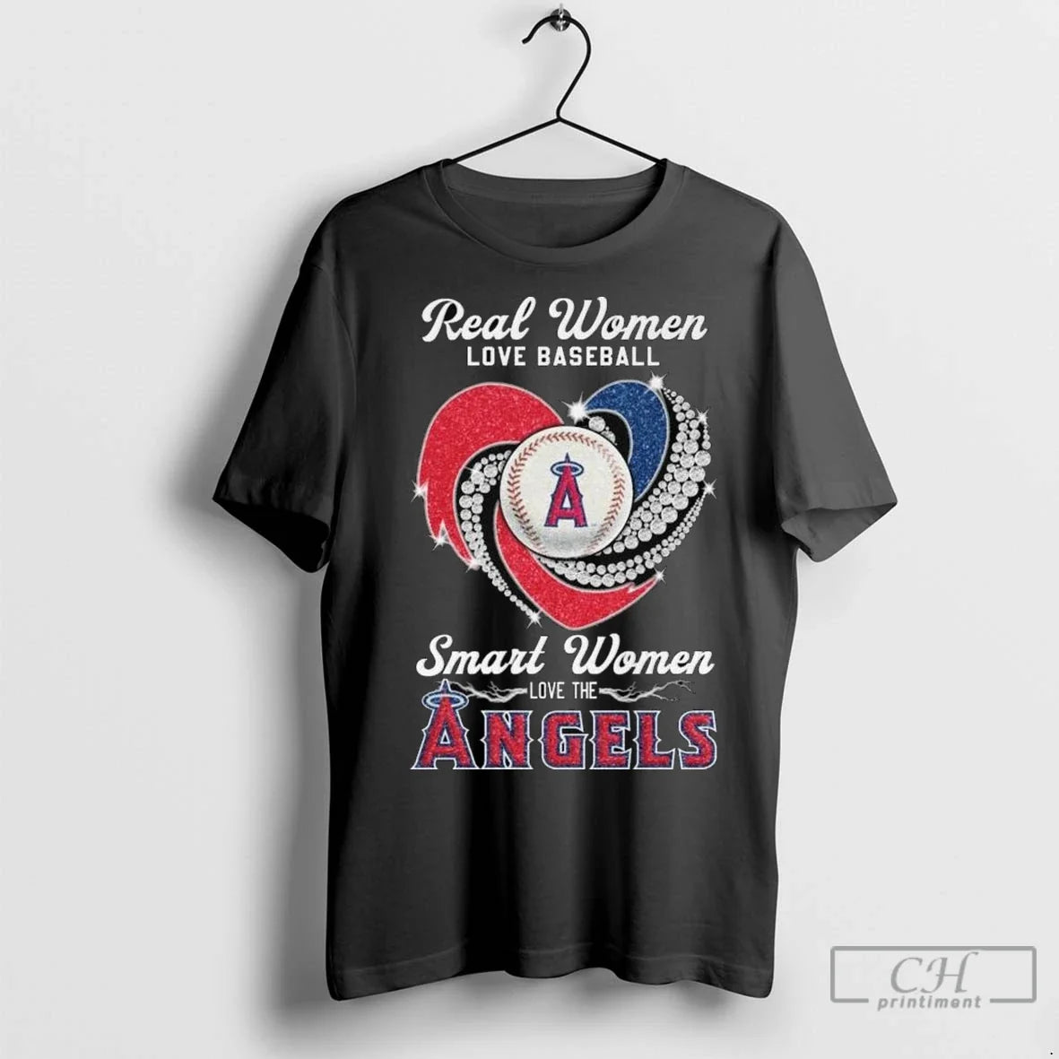 Real Women Love Baseball Smart The Los Angeles Angels - Adult & Kids T-Shirts, Sweatshirts & Hoodies apparel design preview 1