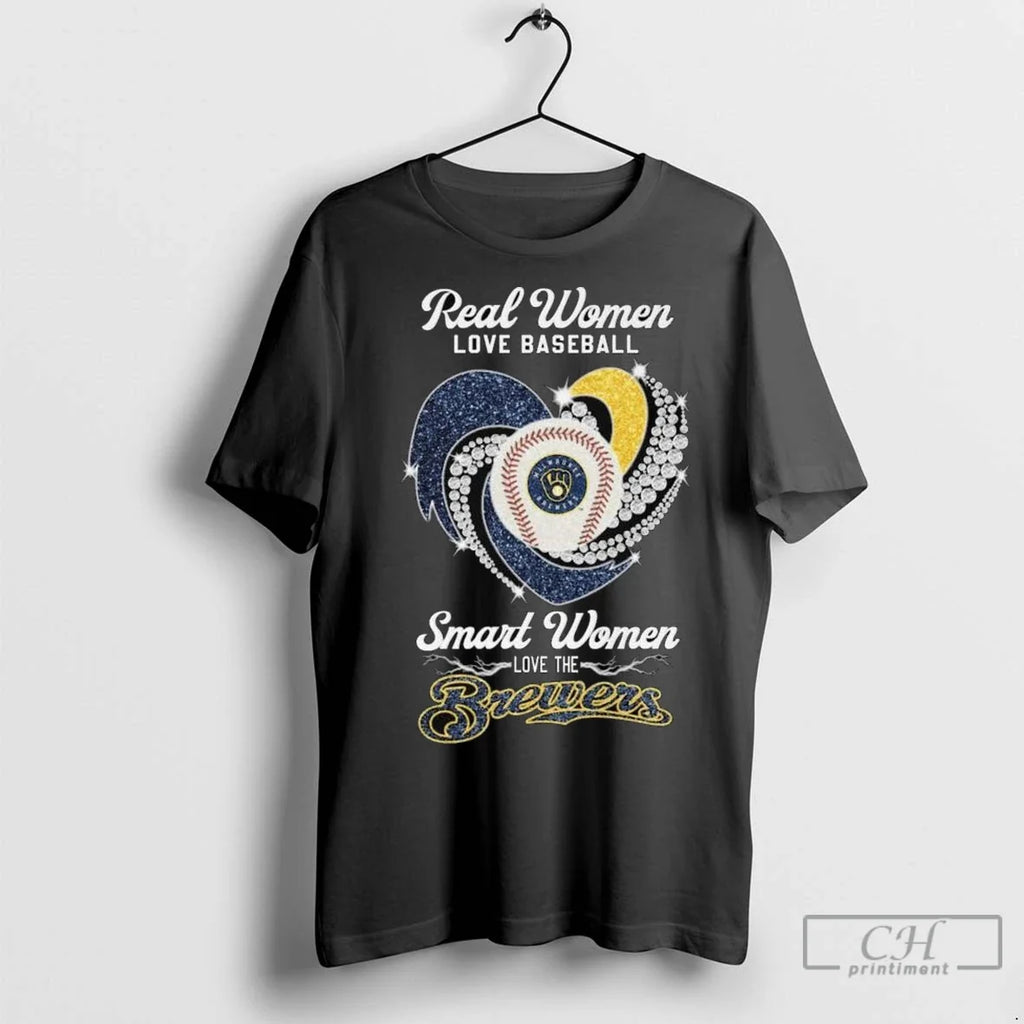 Real Women Love Baseball Smart The Milwaukee Brewers - Adult & Kids T-Shirts, Sweatshirts & Hoodies apparel design preview 1