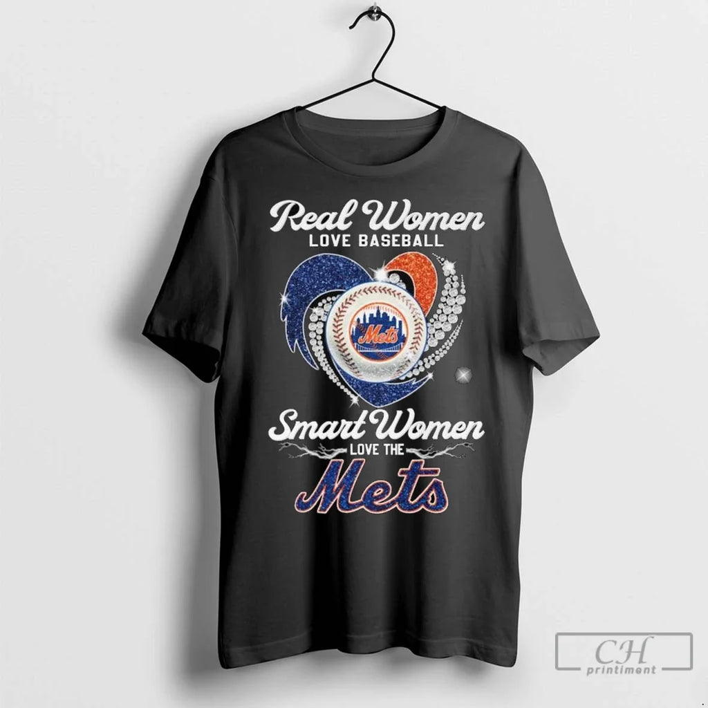 Real Women Love Baseball Smart The New York Mets - Adult & Kids T-Shirts, Sweatshirts & Hoodies apparel design preview 1