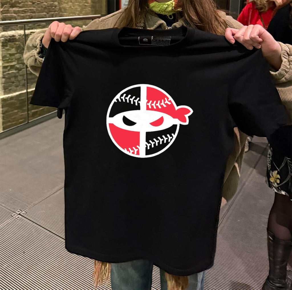 Red Black Ninja Baseball Mask Circular Graphic Sports - Adult & Kids T-Shirts, Sweatshirts & Hoodies apparel design preview 2