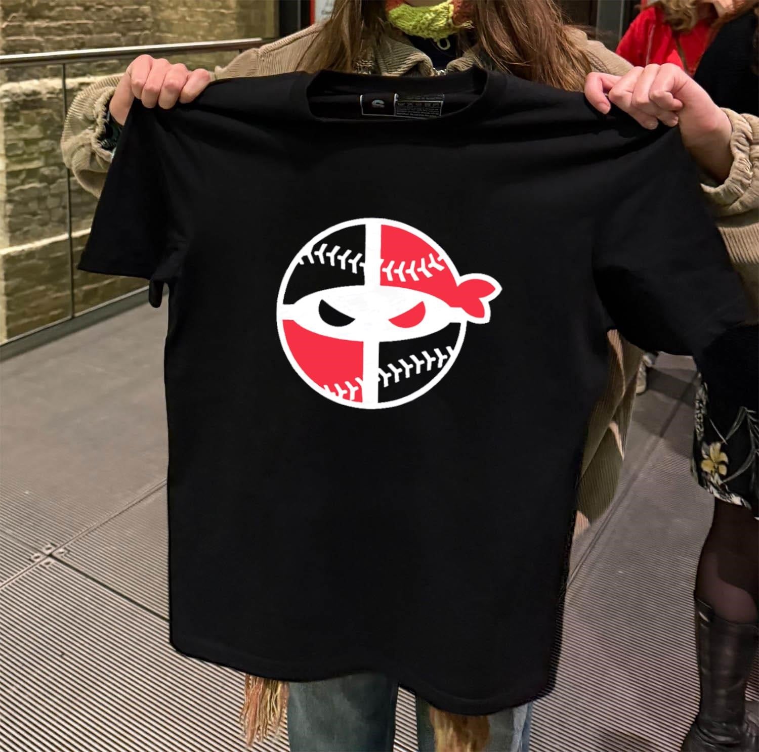 Red Black Ninja Baseball Mask Circular Graphic Sports - Adult & Kids T-Shirts, Sweatshirts & Hoodies apparel design preview 2