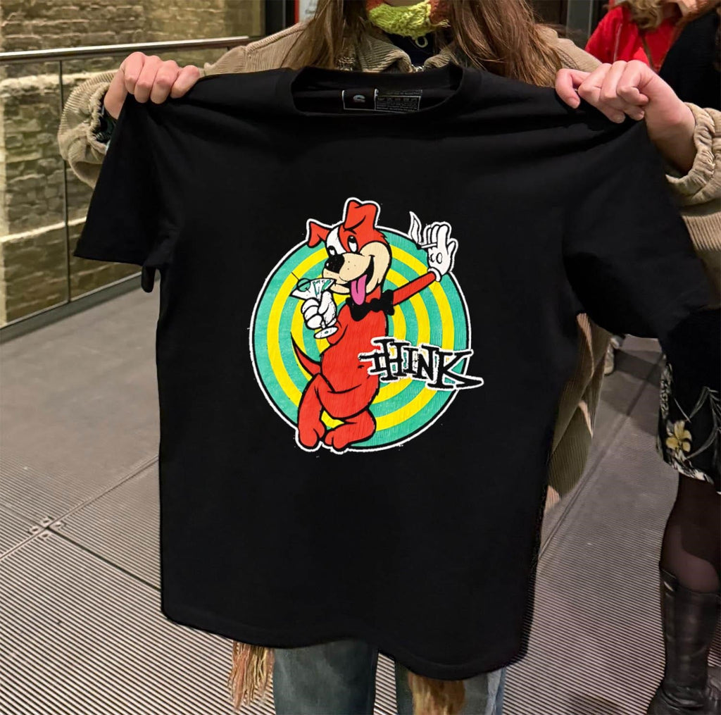Red Cartoon Dog Drinking Martini Smoking Thinking - Adult & Kids T-Shirts, Sweatshirts & Hoodies apparel design preview 2