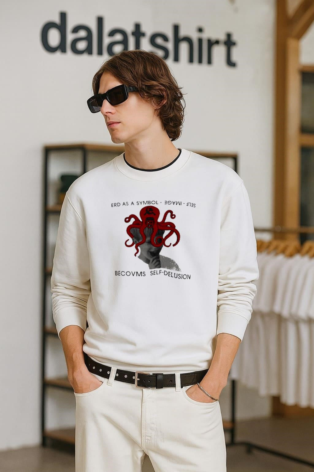 Red Octopus Stalin Hammer and Sickle Self-Delusion - Adult & Kids T-Shirts, Sweatshirts & Hoodies apparel design preview 2