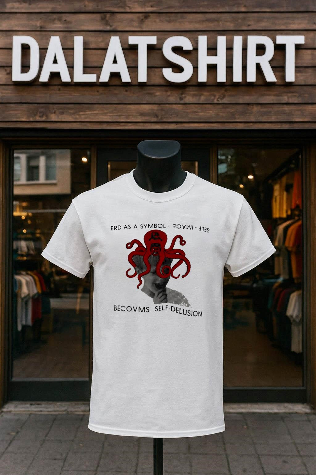 Red Octopus Stalin Hammer and Sickle Self-Delusion - Adult & Kids T-Shirts, Sweatshirts & Hoodies apparel design preview 1