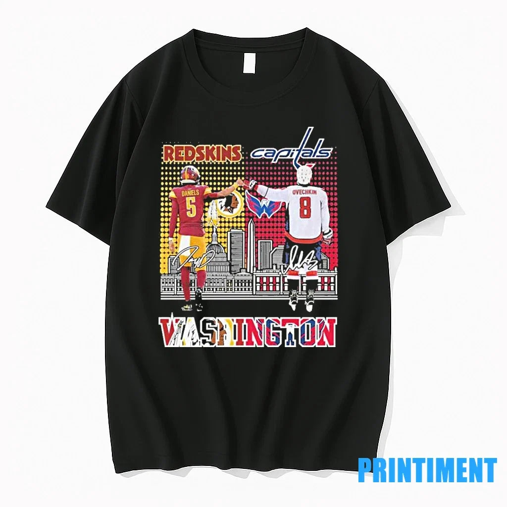 Redskins Jayden Daniels And Capitals Alexander - Adult & Kids T-Shirts, Sweatshirts & Hoodies apparel design preview 1