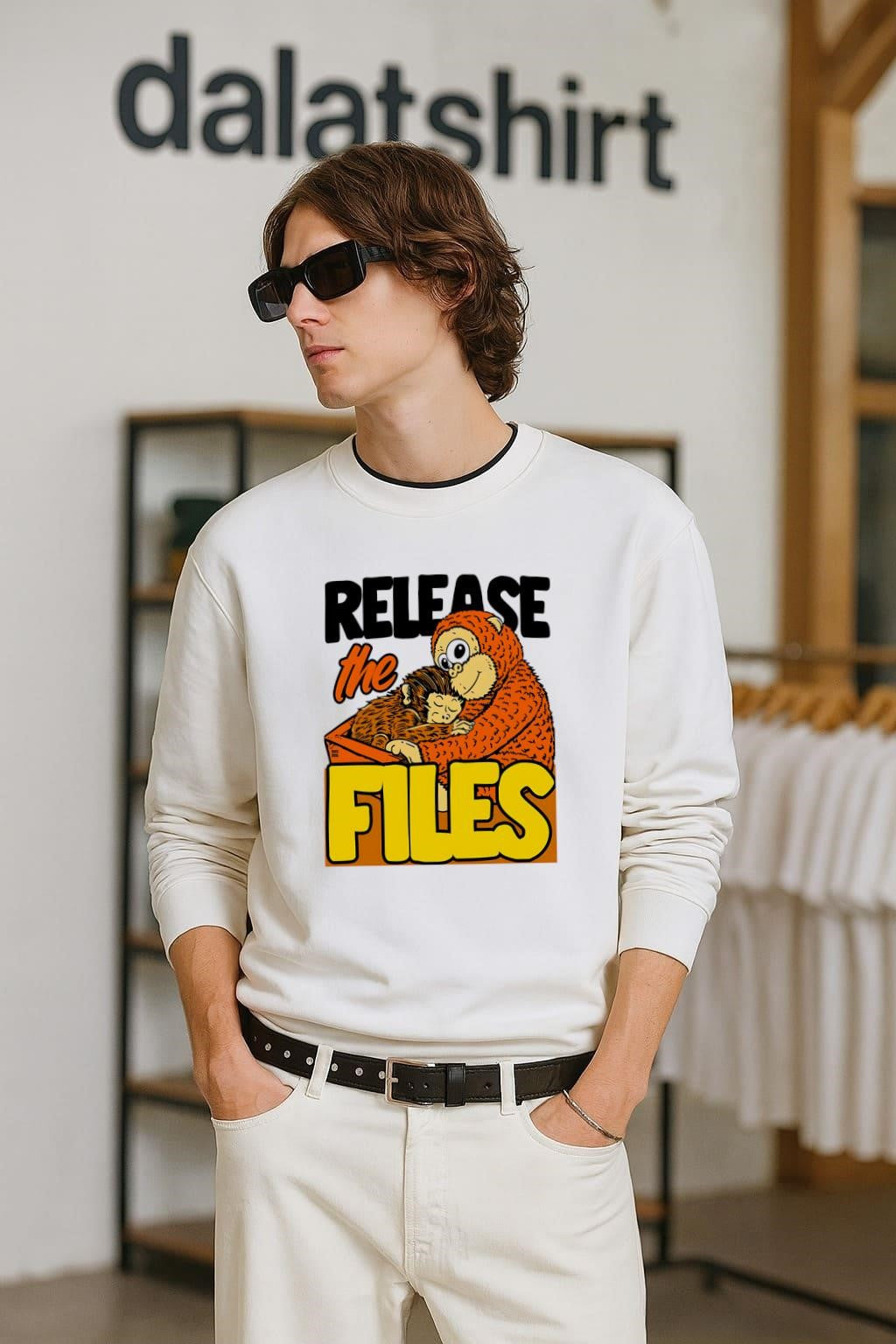 Release The Files mother and baby monkey - Adult & Kids T-Shirts, Sweatshirts & Hoodies apparel design preview 2
