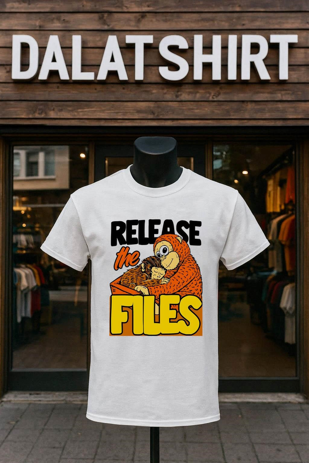 Release The Files mother and baby monkey - Adult & Kids T-Shirts, Sweatshirts & Hoodies apparel design preview 1