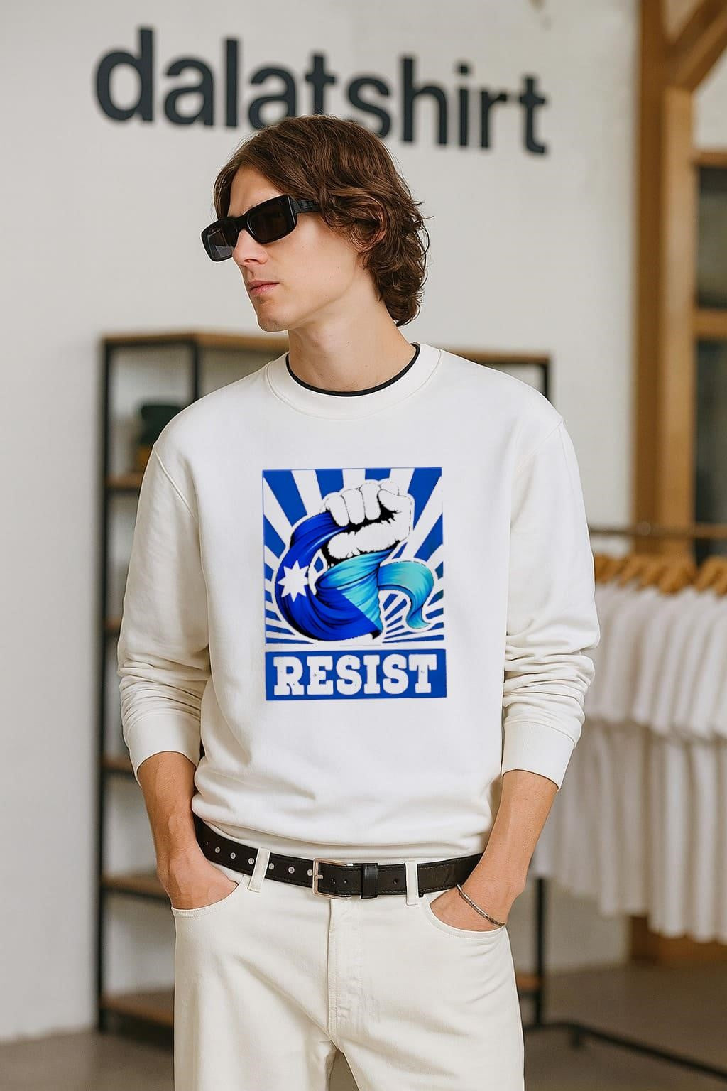 Resist Raising Fist Blue State Of Minnesota Star - Adult & Kids T-Shirts, Sweatshirts & Hoodies apparel design preview 2