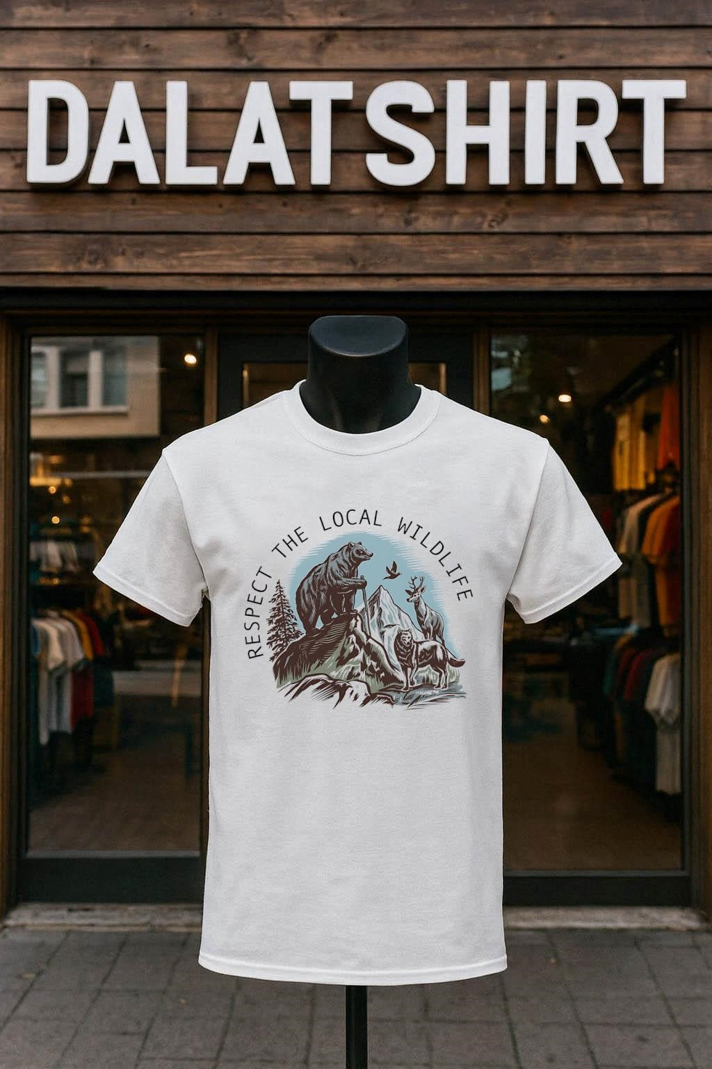 Respect the Local Wildlife Bear Wolf and Deer - Adult & Kids T-Shirts, Sweatshirts & Hoodies apparel design preview 1