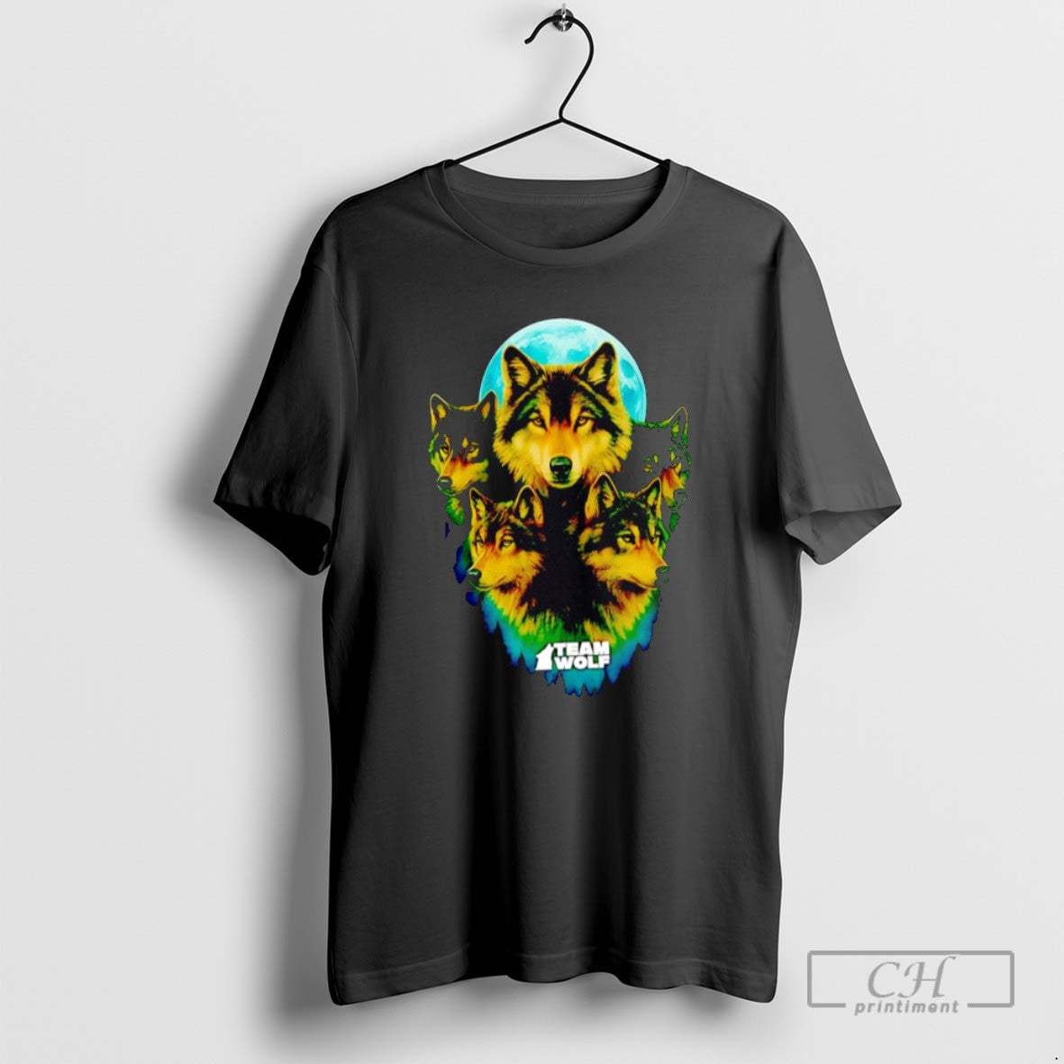 Retro Team Wolf Moon - Adult & Kids T-Shirts, Sweatshirts & Hoodies apparel design preview 1