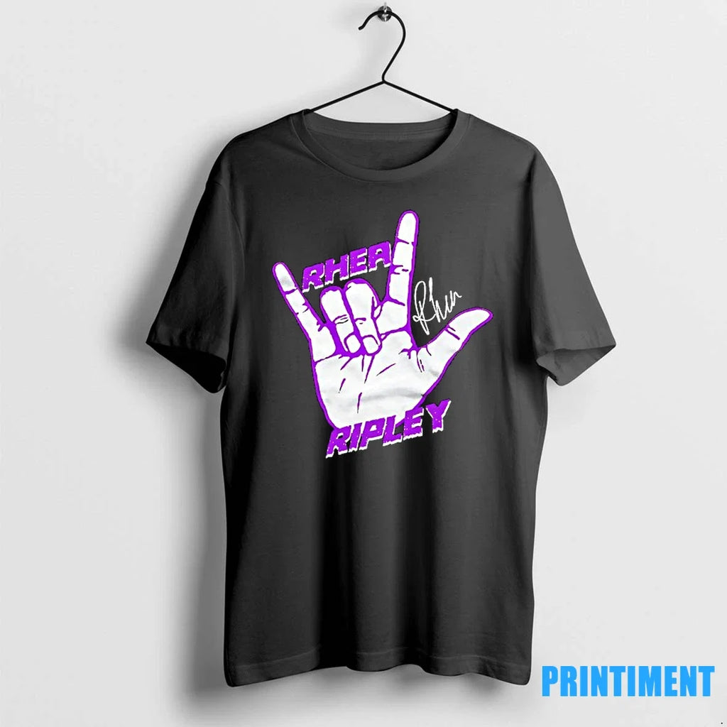 Rhea Ripley Rock And Roll Hand Sign Signature Sweater - Adult & Kids T-Shirts, Sweatshirts & Hoodies apparel design preview 1
