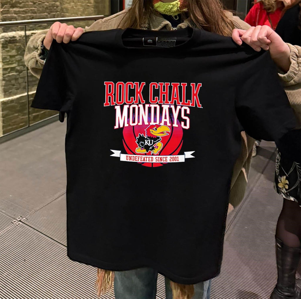 Rock Chalk Mondays Kansas Jayhawks Undefeated Since - Adult & Kids T-Shirts, Sweatshirts & Hoodies apparel design preview 2