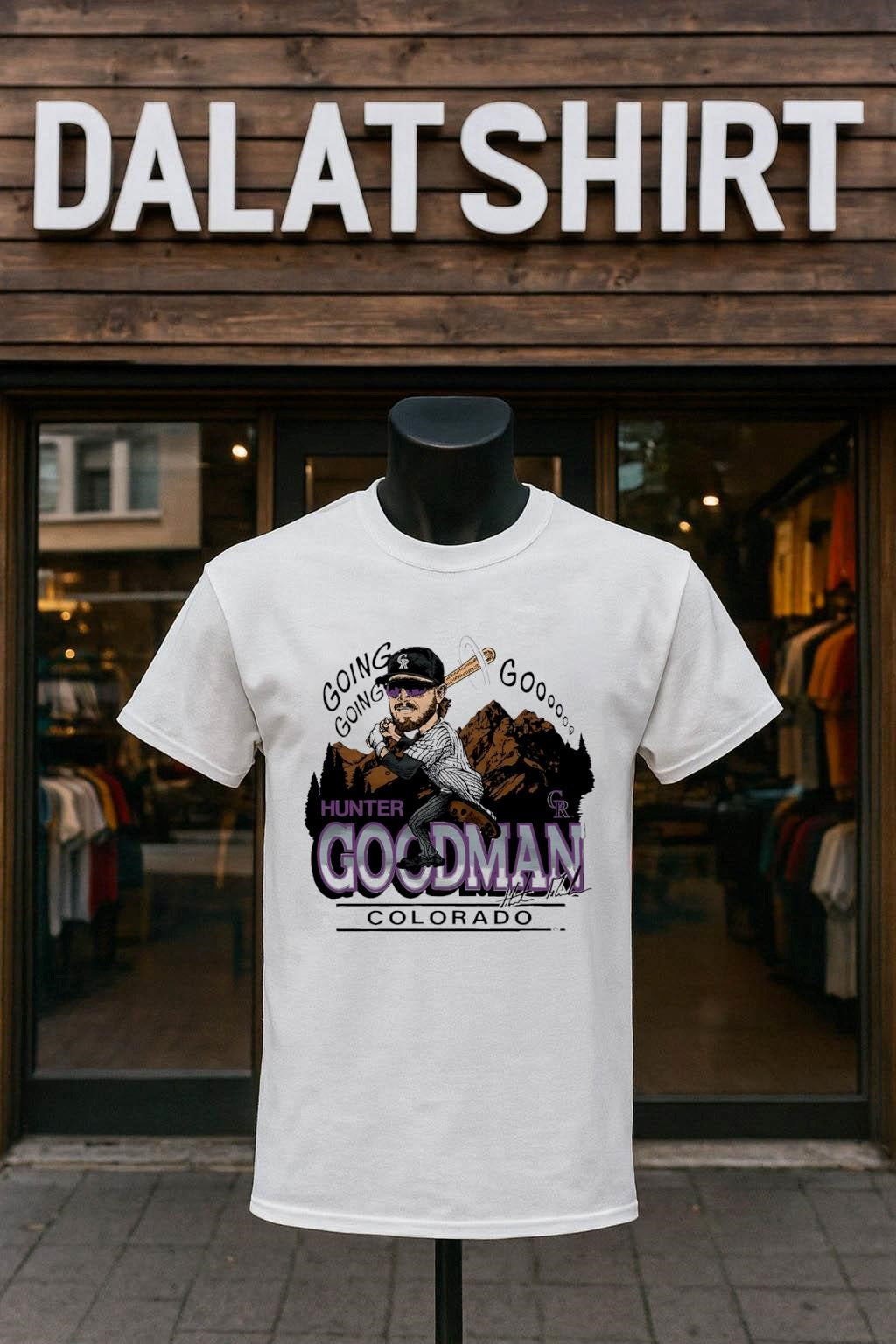 Rockies Hunter Goodman Signature MLB cartoon - Adult & Kids T-Shirts, Sweatshirts & Hoodies apparel design preview 1