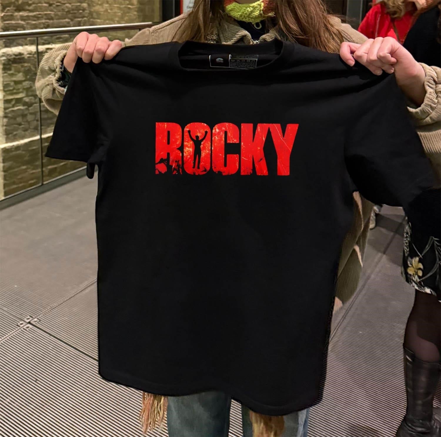 Rocky Movie Red Distressed Text Silhouette Arms - Adult & Kids T-Shirts, Sweatshirts & Hoodies apparel design preview 2