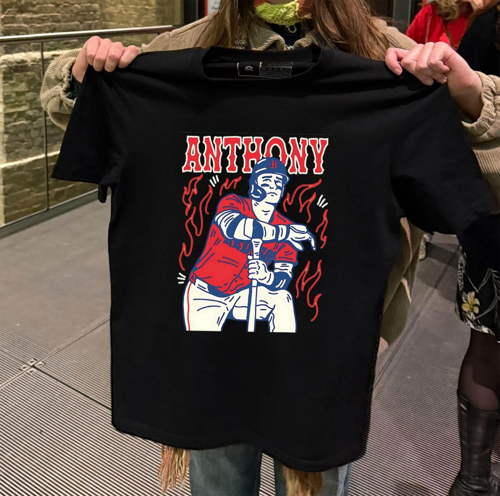 Roman Anthony Boston Red Sox MLB player burning - Adult & Kids T-Shirts, Sweatshirts & Hoodies apparel design preview 2