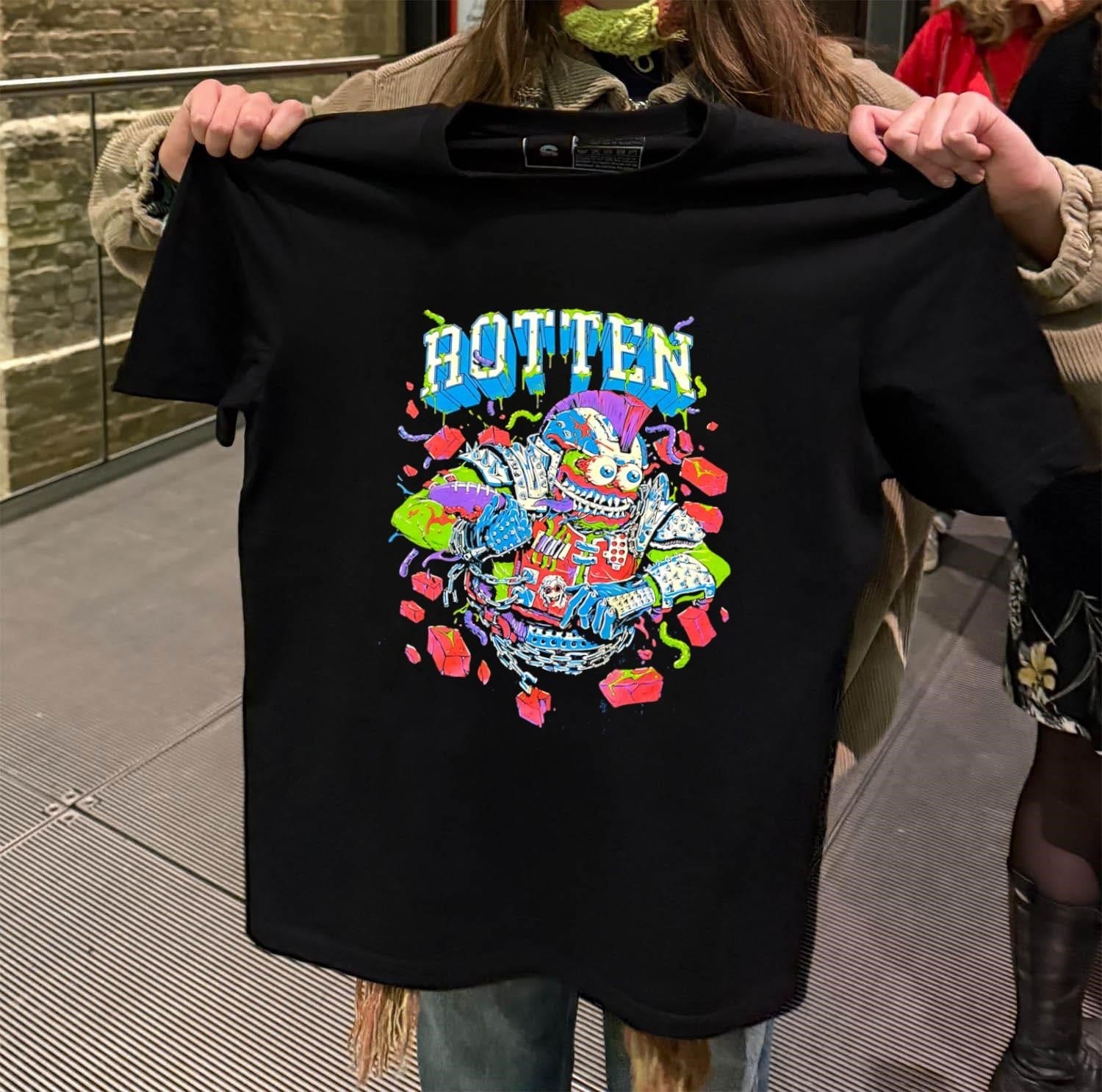 Rotten Monster Playing Football Punk Rock Grunge - Adult & Kids T-Shirts, Sweatshirts & Hoodies apparel design preview 2