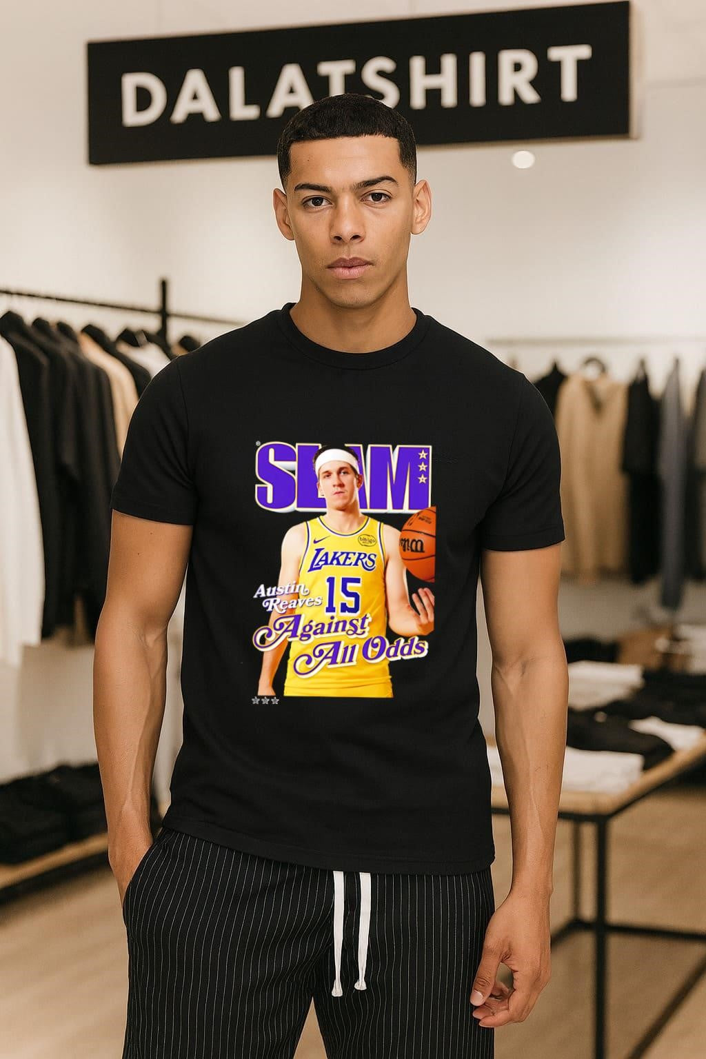 SLAM Austin Reaves 15 Against All Odds Lakers - Adult & Kids T-Shirts, Sweatshirts & Hoodies apparel design preview 1