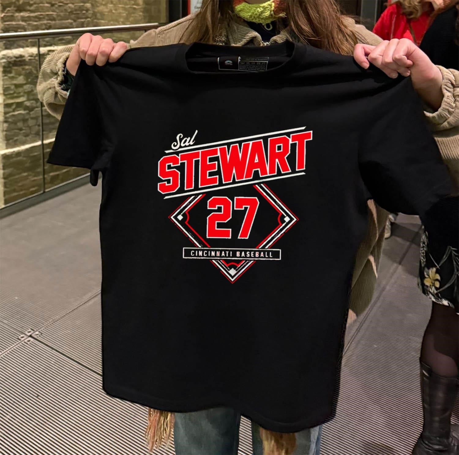 Sal Stewart Cincinnati Baseball 27 Diamond - Adult & Kids T-Shirts, Sweatshirts & Hoodies apparel design preview 2