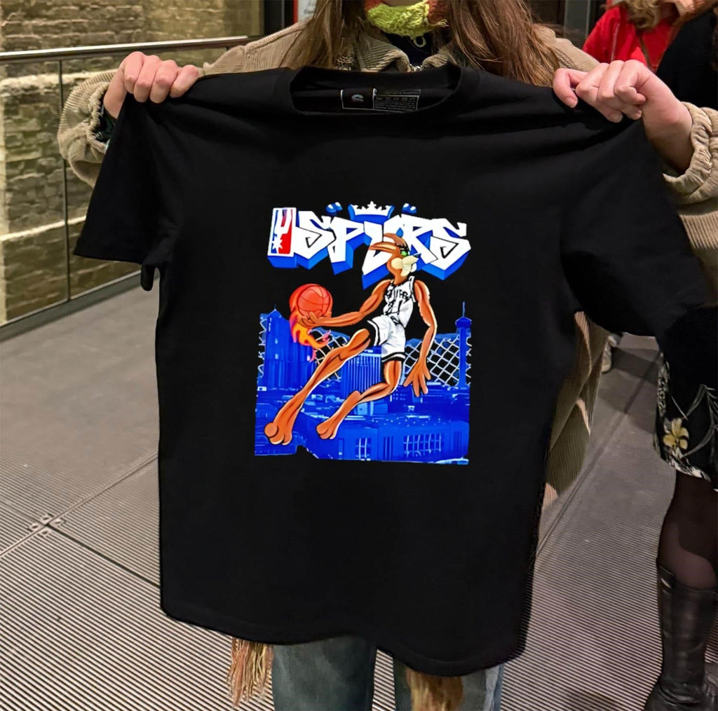 San Antonio Spurs Coyote Graffiti Basketball Slam - Adult & Kids T-Shirts, Sweatshirts & Hoodies apparel design preview 2