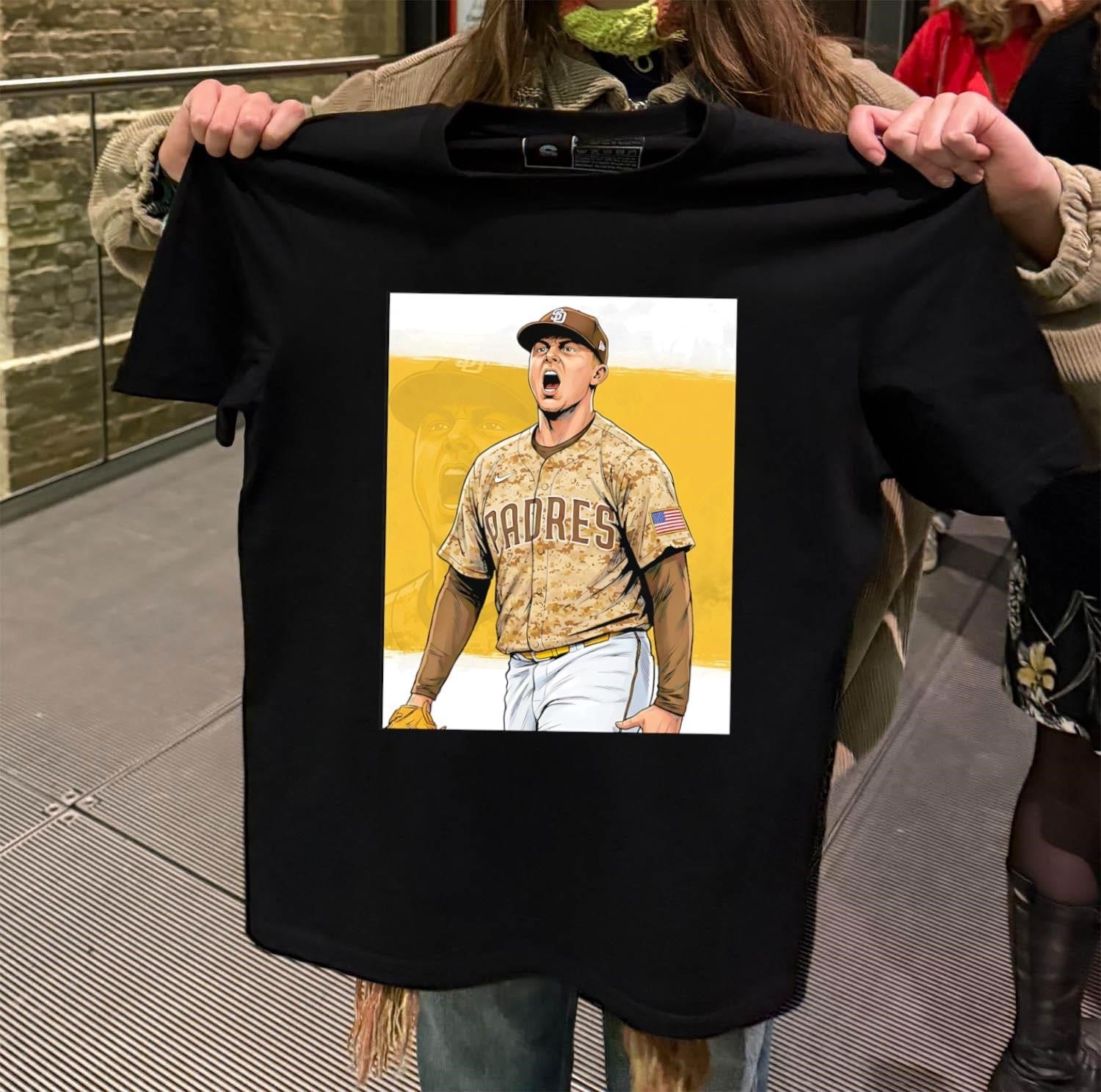 San Diego Padres Baseball Player Camouflage Uniform - Adult & Kids T-Shirts, Sweatshirts & Hoodies apparel design preview 2