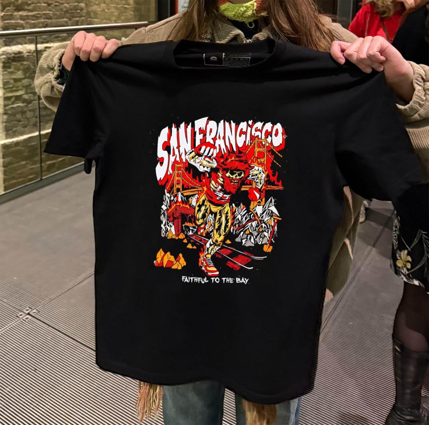 San Francisco Faithful to the Bay 49ers Skeleton - Adult & Kids T-Shirts, Sweatshirts & Hoodies apparel design preview 2