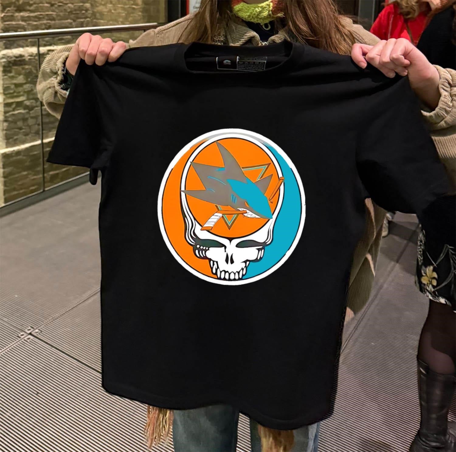 San Jose Sharks Grateful Dead Skull - Adult & Kids T-Shirts, Sweatshirts & Hoodies apparel design preview 2