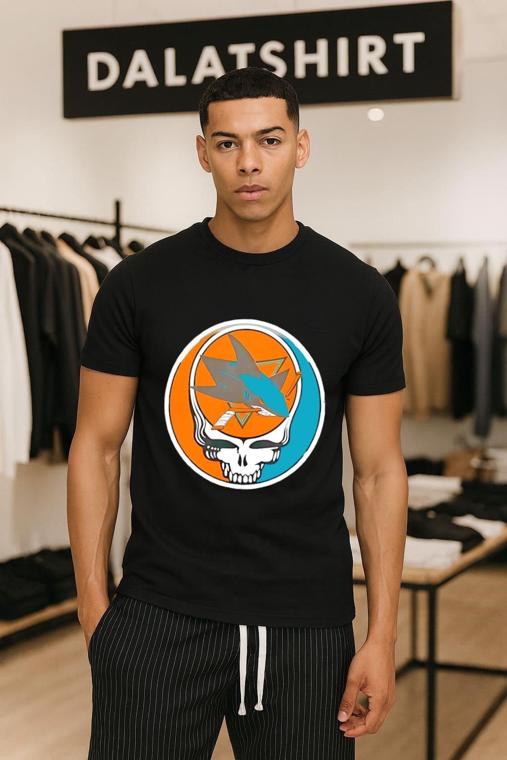 San Jose Sharks Grateful Dead Skull - Adult & Kids T-Shirts, Sweatshirts & Hoodies apparel design preview 1