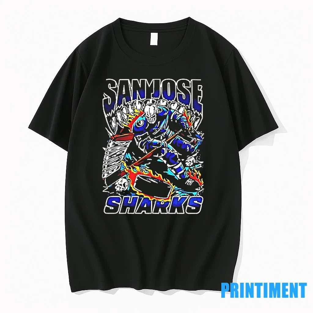 San Jose Sharks Skeleton Player Graphic 2025 Sweater - Adult & Kids T-Shirts, Sweatshirts & Hoodies apparel design preview 1