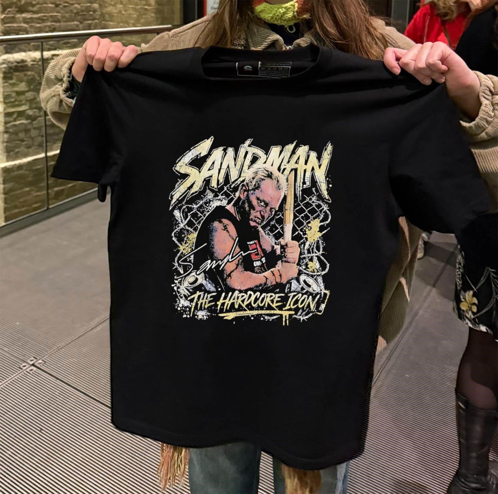 Sandman The Hardcore Icon Pro Wrestler Graphic retro - Adult & Kids T-Shirts, Sweatshirts & Hoodies apparel design preview 2