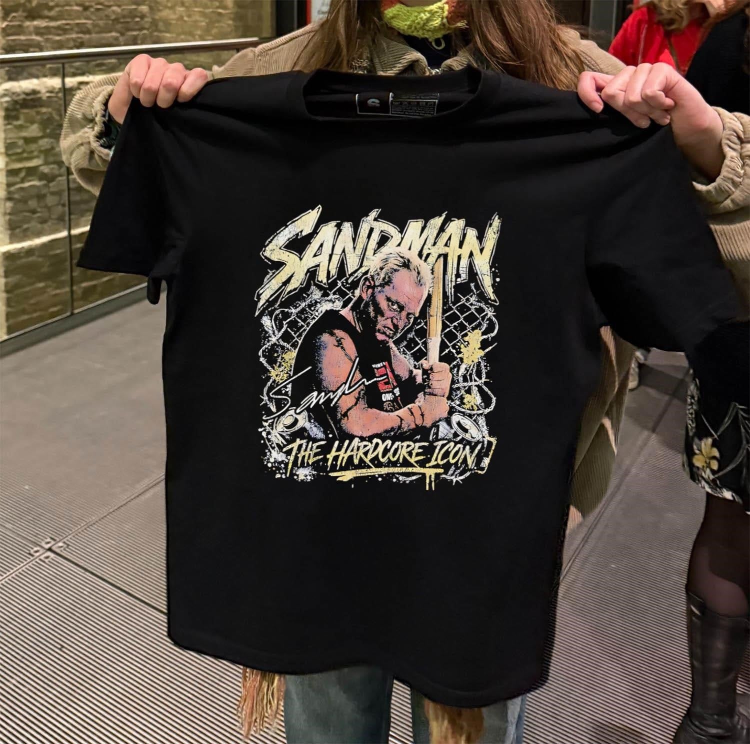Sandman The Hardcore Icon Pro Wrestler Graphic retro - Adult & Kids T-Shirts, Sweatshirts & Hoodies apparel design preview 2
