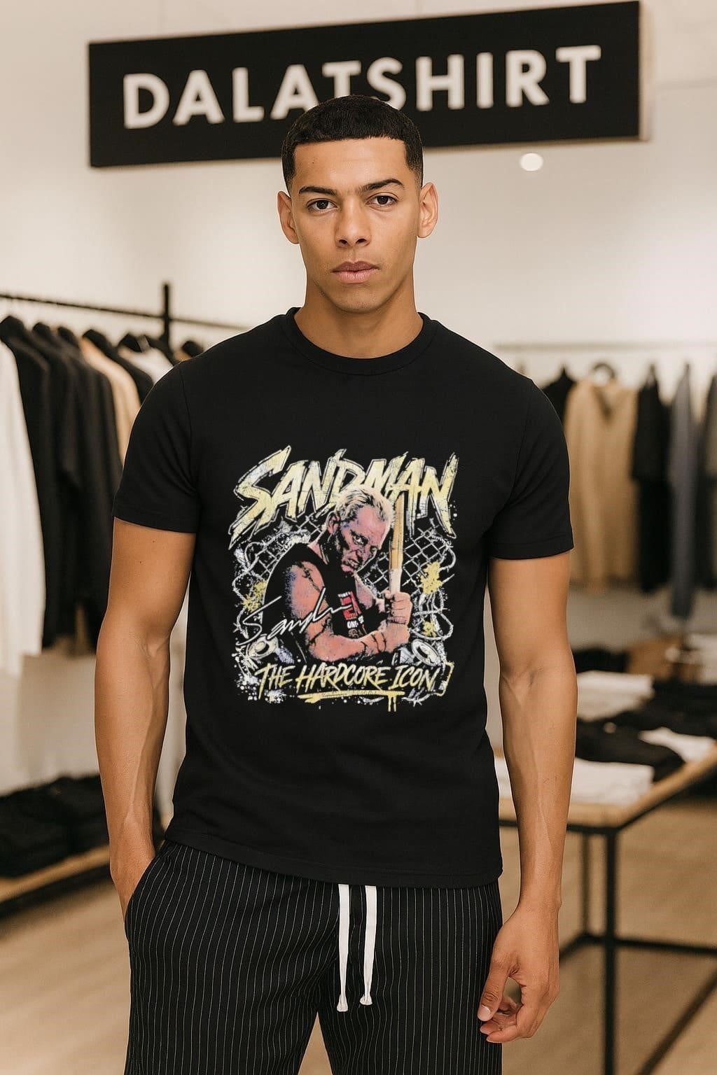 Sandman The Hardcore Icon Pro Wrestler Graphic retro - Adult & Kids T-Shirts, Sweatshirts & Hoodies apparel design preview 1