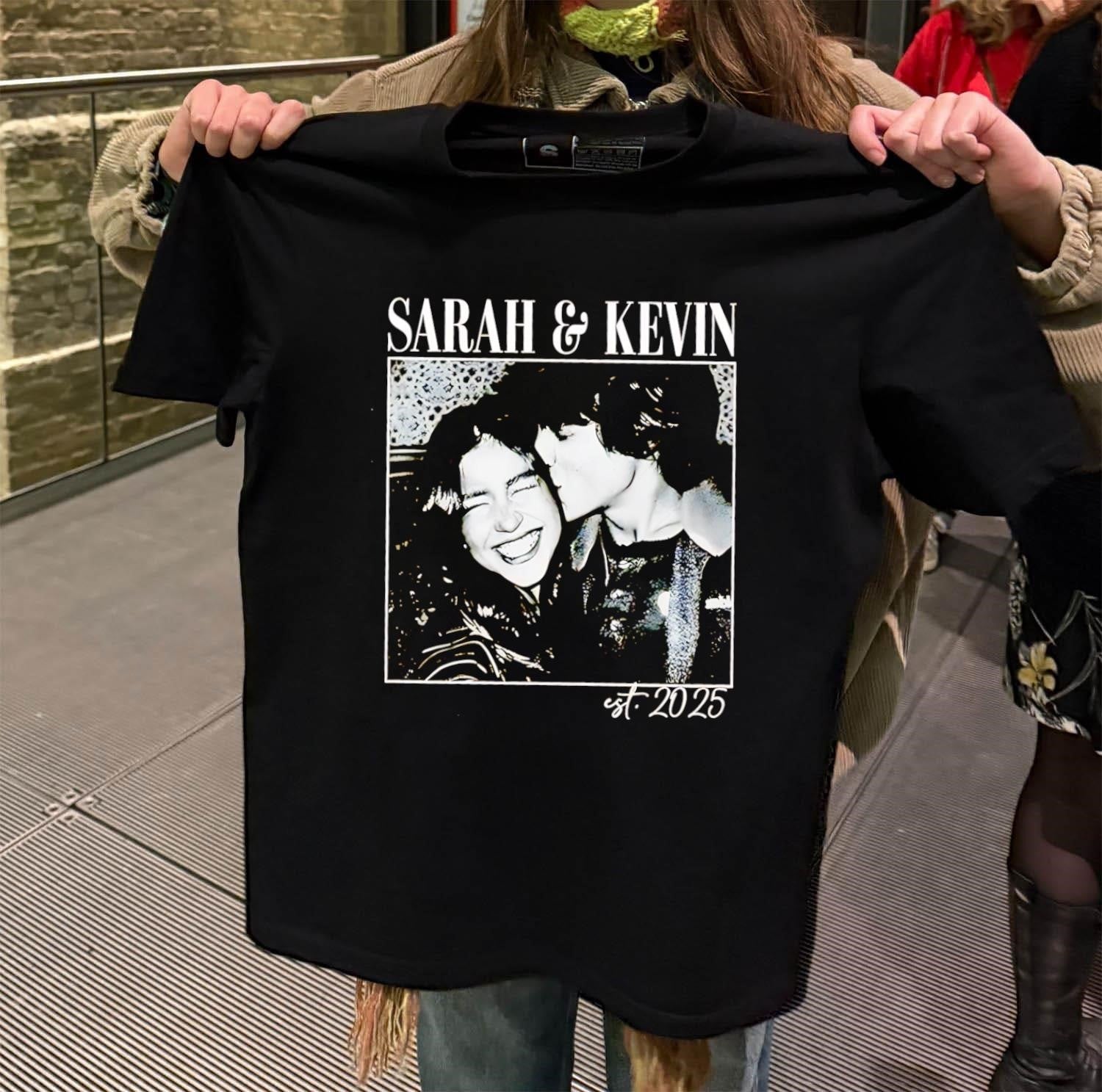 Sarah and Kevin Est 2025 Couple Photo - Adult & Kids T-Shirts, Sweatshirts & Hoodies apparel design preview 2