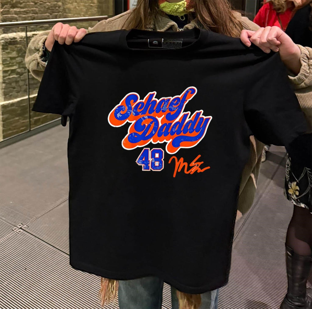 Schoef Daddy 48 Orange and Blue Script Signature - Adult & Kids T-Shirts, Sweatshirts & Hoodies apparel design preview 2