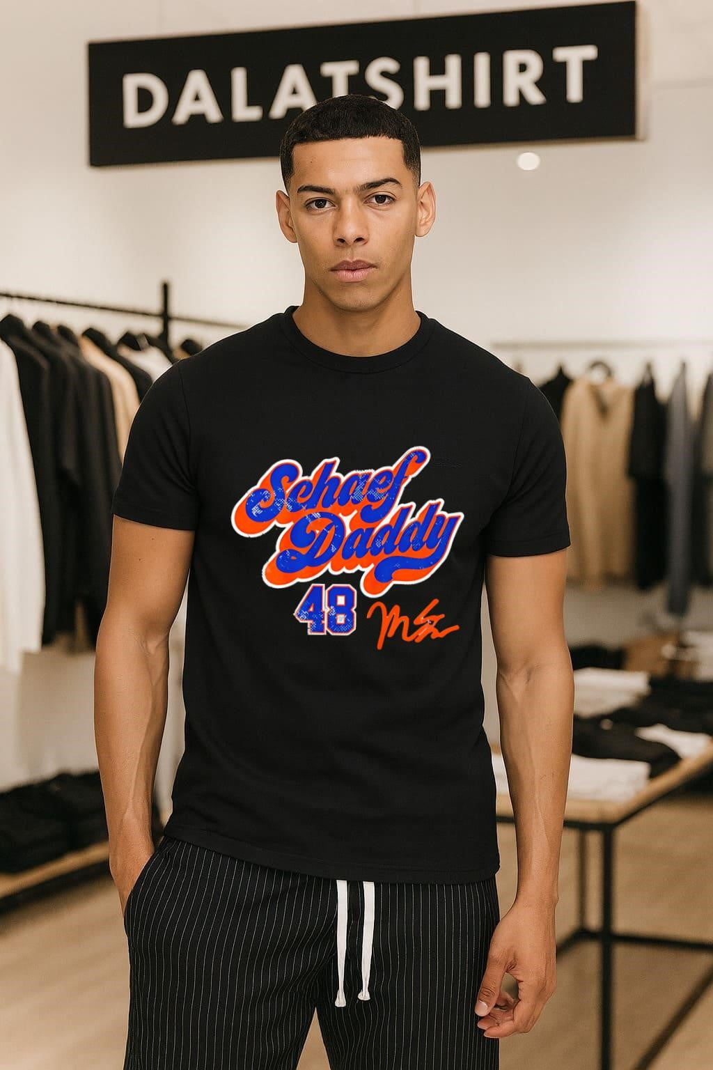 Schoef Daddy 48 Orange and Blue Script Signature - Adult & Kids T-Shirts, Sweatshirts & Hoodies apparel design preview 1