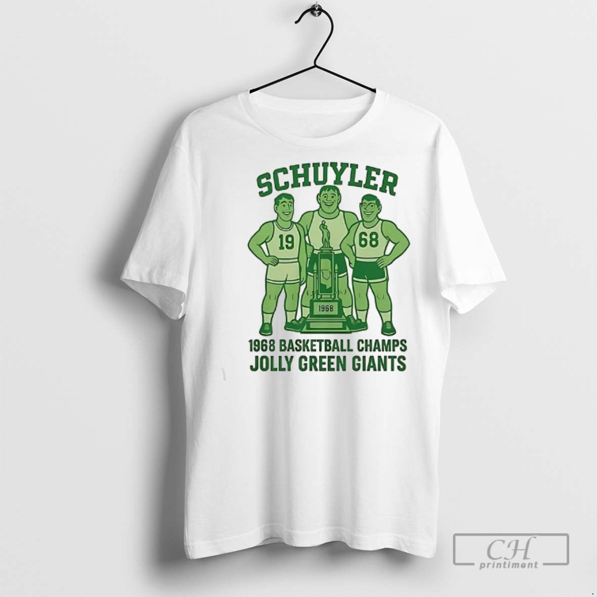 Schuyler 1968 Basketball Champs Jolly Green Giants - Adult & Kids T-Shirts, Sweatshirts & Hoodies apparel design preview 1