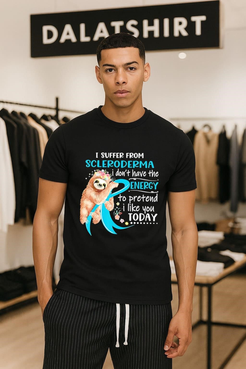 Scleroderma Sloth Flower Energy Pretend I Like You - Adult & Kids T-Shirts, Sweatshirts & Hoodies apparel design preview 1