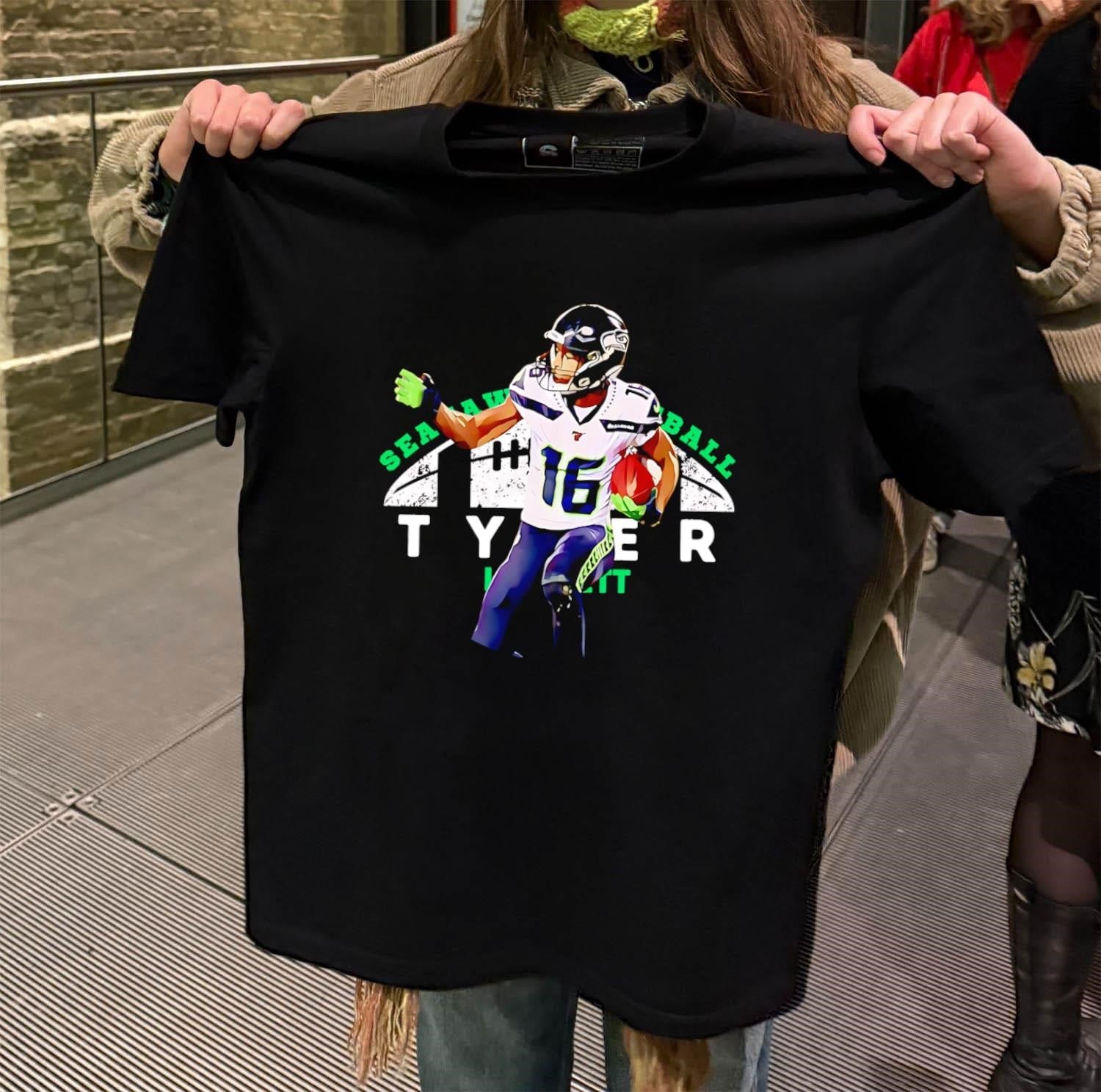 Seahawks Football 16 Tyler Lockett Action Player - Adult & Kids T-Shirts, Sweatshirts & Hoodies apparel design preview 2