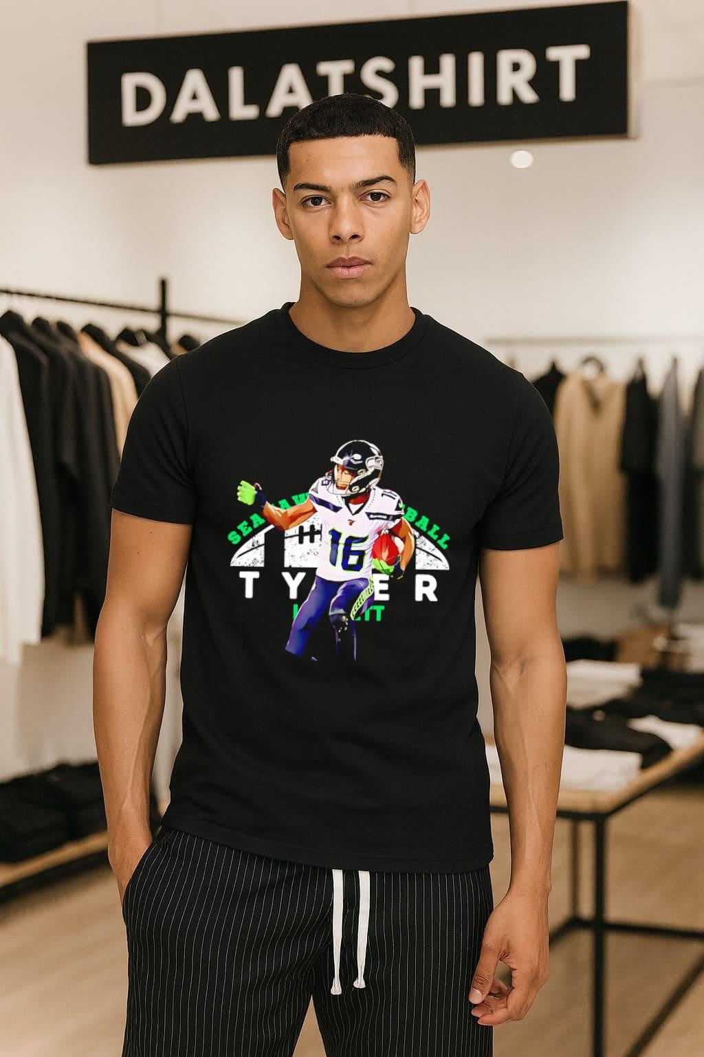 Seahawks Football 16 Tyler Lockett Action Player - Adult & Kids T-Shirts, Sweatshirts & Hoodies apparel design preview 1