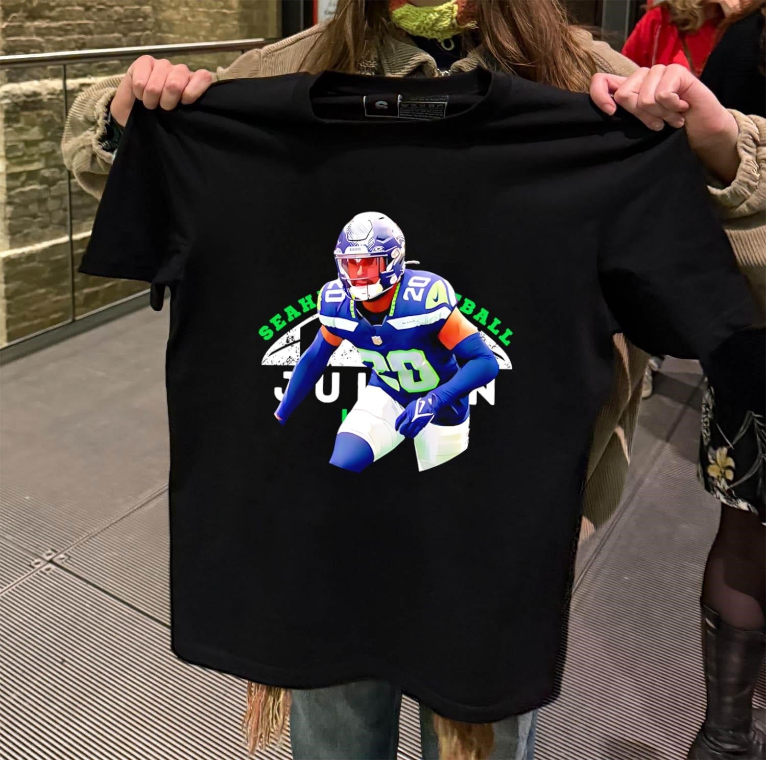 Seahawks Football 20 Jaxon Smith-Njigba Player Action - Adult & Kids T-Shirts, Sweatshirts & Hoodies apparel design preview 2