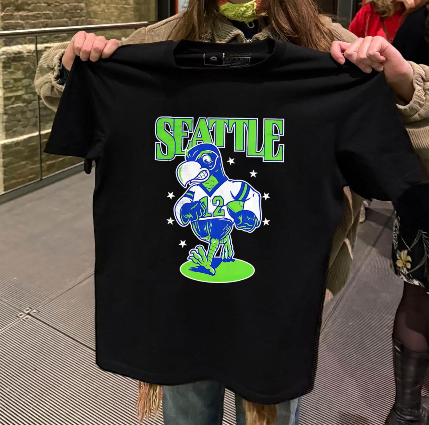 Seattle 12 Angry Osprey Bird Mascot Stars Athletic - Adult & Kids T-Shirts, Sweatshirts & Hoodies apparel design preview 2