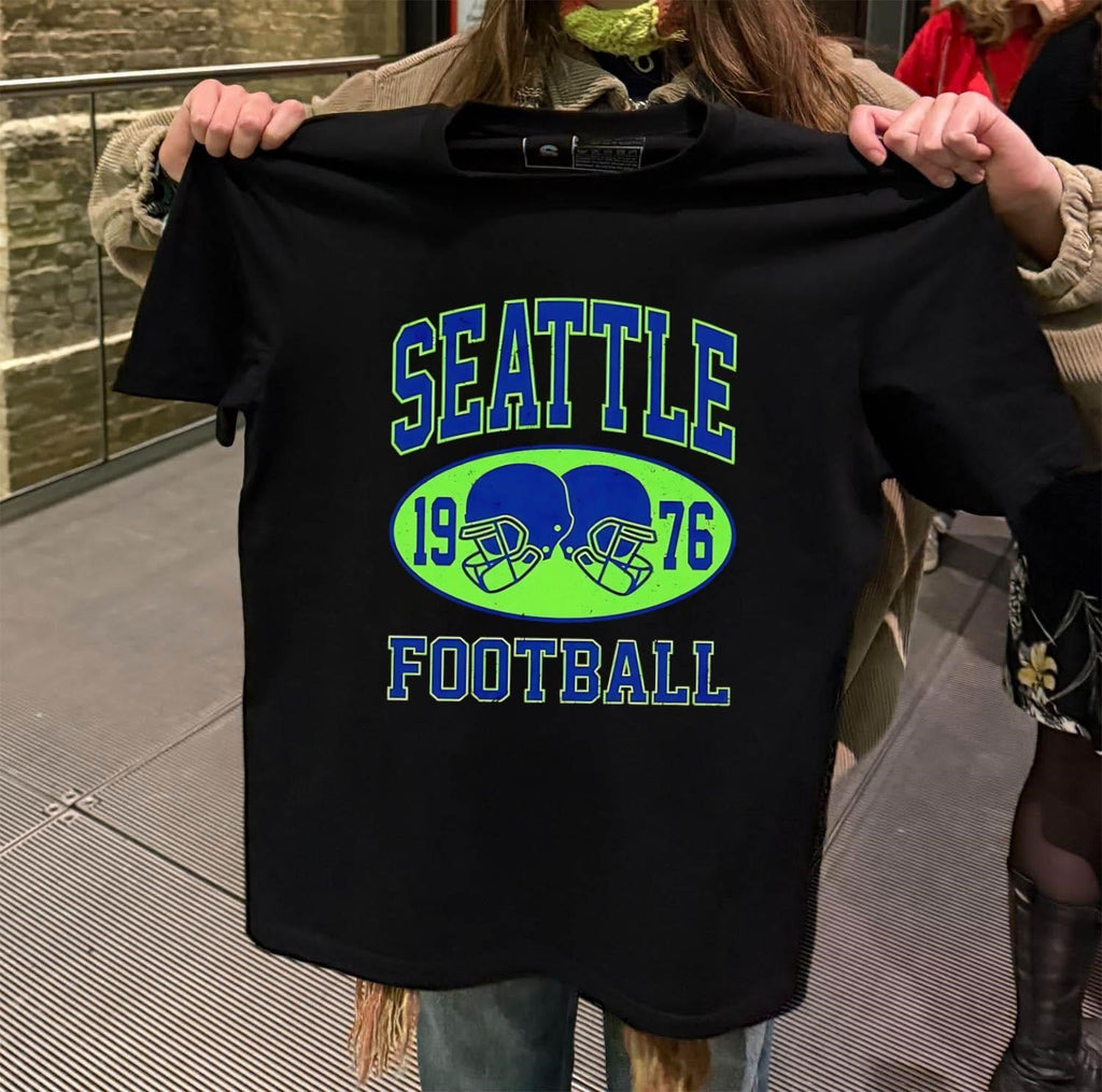 Seattle 1976 Football Vintage Distressed Double - Adult & Kids T-Shirts, Sweatshirts & Hoodies apparel design preview 2
