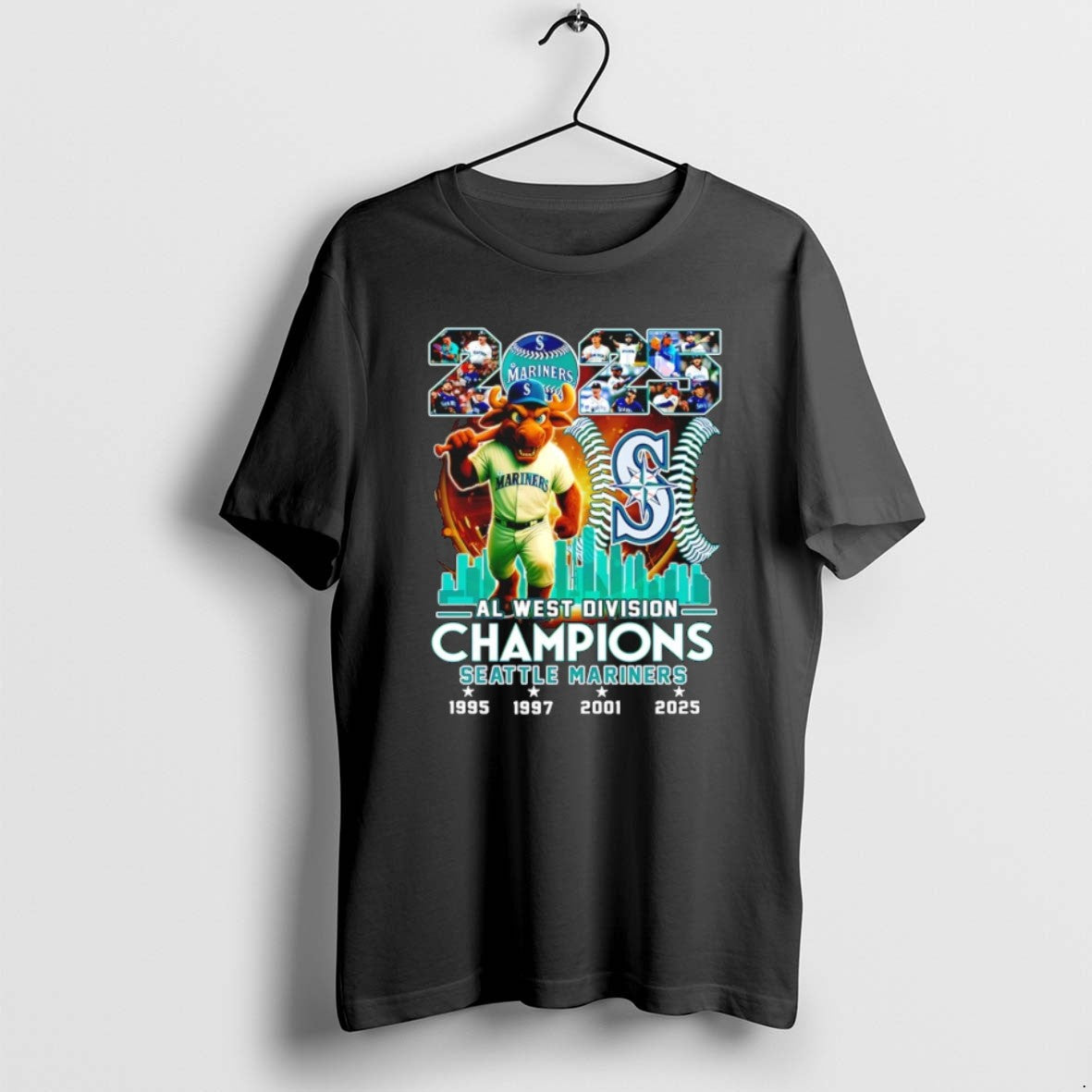 Seattle Mariners 2025 Al West Division Champions - Adult & Kids T-Shirts, Sweatshirts & Hoodies apparel design preview 1