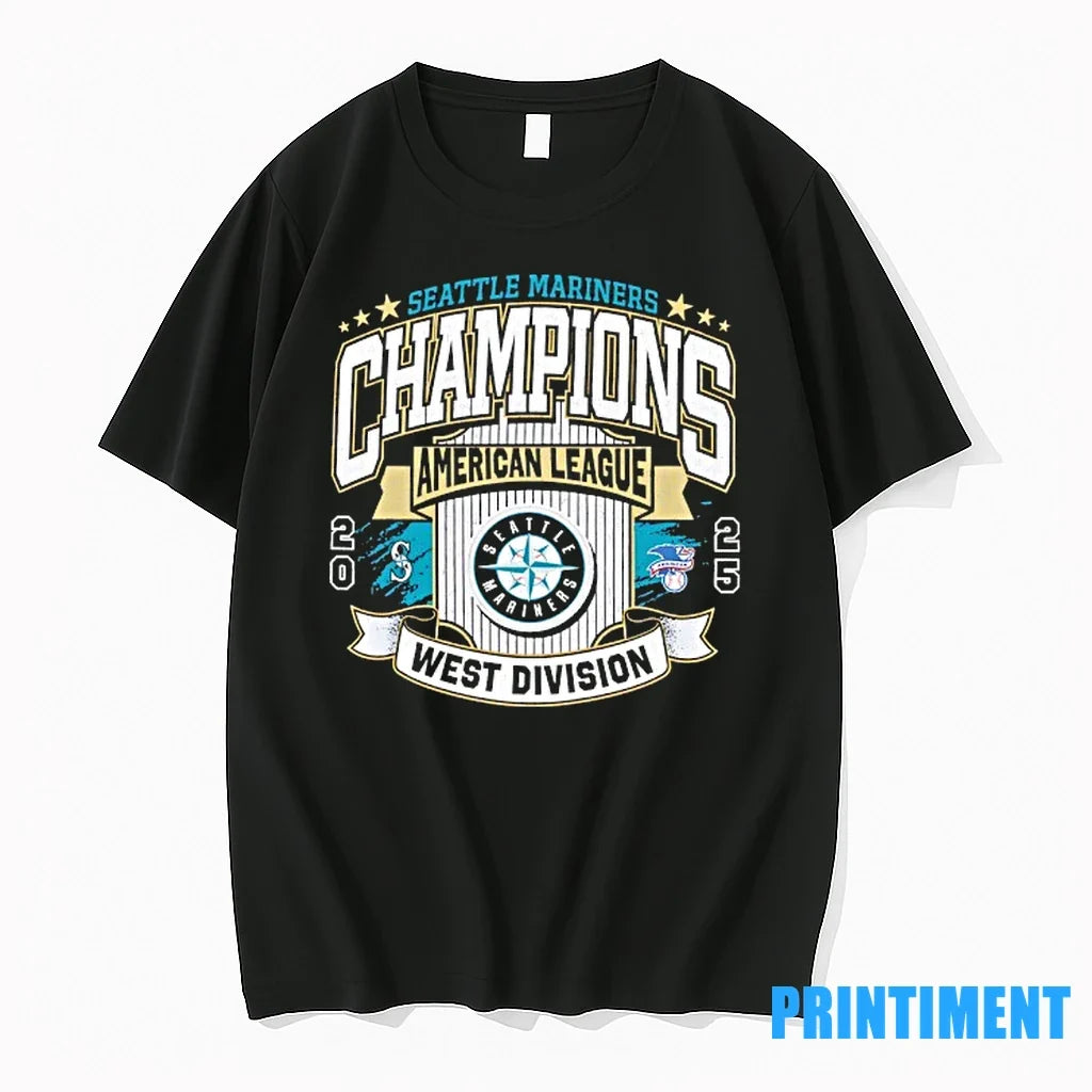 Seattle Mariners 2025 Al West Division Champions - Adult & Kids T-Shirts, Sweatshirts & Hoodies apparel design preview 1