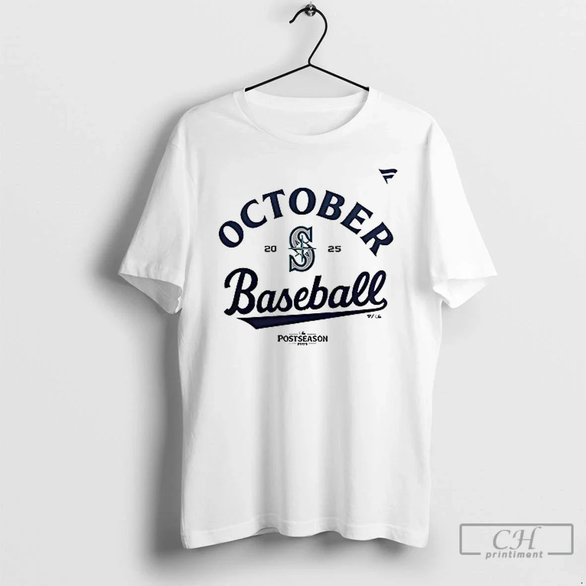 Seattle Mariners 2025 October Baseball White Seize - Adult & Kids T-Shirts, Sweatshirts & Hoodies apparel design preview 1