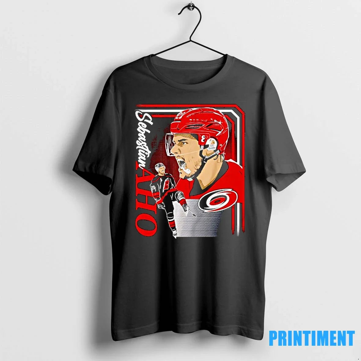 Sebastian Aho Carolina Hurricanes Hockey Cartoon - Adult & Kids T-Shirts, Sweatshirts & Hoodies apparel design preview 1